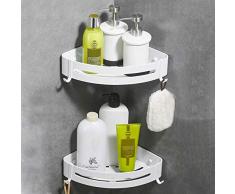 CROSOFMI Etagere Salle de Bains Murale Antirouille Angle Etagere Rangement Douche Aluminium (Triangle, Blanc,2 Paquets)