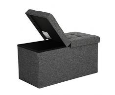 SONGMICS Coffre de Rangement Couvercle Pliable par 2 côtés Banc de Rangement Charge admissible 300 kg Grise Foncée 76 x 38 x 38 cm LSF46GYZ