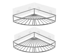 Oriware Adhésif Étagère dangle Serviteurs de Douche Salle-de-Bains Triangulaire pour Rangement Acier Inoxydable sans Percer - Lot De 2