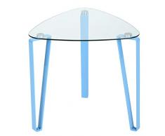 iHouse Table Basse Triangulaire en Verre Transparent avec Cadre en métal Bleu
