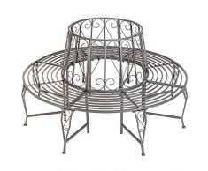 TecTake Banc de jardin pour arbre métal rond (164 x 164 x 89 cm) - anthracite -