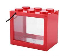 zhuao Mini Aquarium Aquarium, Aquarium De Bureau à La Maison éClairé, Aquarium Décoratif De Table Basse Rouge