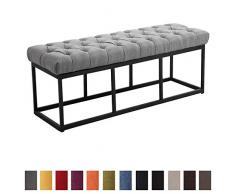 CLP Banquette Amun B Tissu I Assise Rembourrée avec Coutures Décoratives Support en Métal Noir I Banc de Couloir Hauteur 46 cm I Couleur/Taille: Gris, 120 cm
