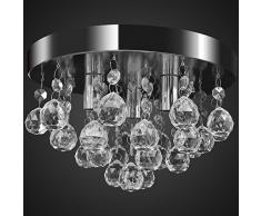 vidaXL Lustre Contemporain Cristal Chromé Classique Élégant Lampe Plafonnier