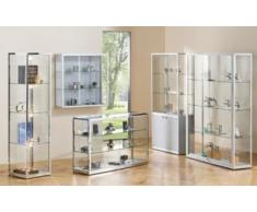 Vitrine murale - hauteur 1000 mm, 2 portes coulissantes l x p 1000 x 300 mm, anodisé argent - armoire à vitrine armoires à vitrine présentation vitrine vitrine d'affichage vitrine d'assortiment vitrines vitrines d'affichage vitrines d'assortiment
