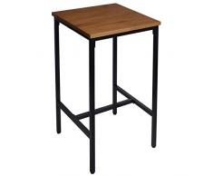 WOLTU 1 X Table de Bar Table de bistrot Table à Manger Structure en métal,Plateau en Bois Massif,66x66x110cm (LxPxH) Chêne BT12hei