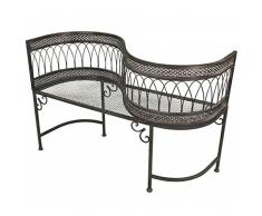 LHéritier Du Temps Banc Conversation Confident Causeuse Banquette en S Assise Originale en Fer Marron 40x74x108cm