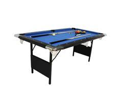 PLAY4FUN Billard Pliable, Table de Billard avec Accessoires, 193 x 109 x 81 cm - Noir et Tapis Bleu
