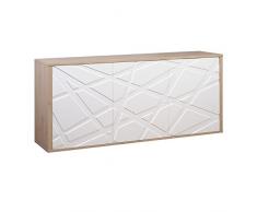 Salle à Manger Complète Chêne/Blanc - JODIE n°2 - L 160 x l 90 x H 75 - NEUF