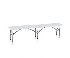 Strattore Banc de Jardin Pliable Camping Portable Picnic Plateau Pliable Plastique Banquet Traiteur avec Poignée 183 x 28 x 43,5 cm - en Blanc