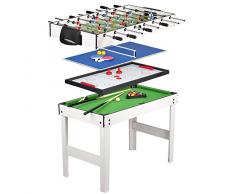 Leomark Table 4 Jeux En 1 -Billard, Babyfoot, Hockey de Table et Ping-Pong Babyfoot Table de Ping Pong Avec Dessus de Table de Billardtous Les Accessoires Inclus