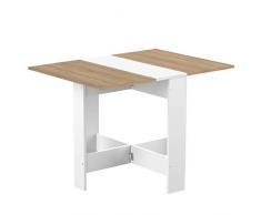 Table Pliante Contemporain avec 2 Abattants Blanc/Chêne Naturel 103 x 76 x 73,4 cm, 2050A2134X00