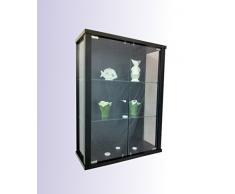 Vitrine murale 80x60x25 cm collection miniature noir avec 2 étagères en verre