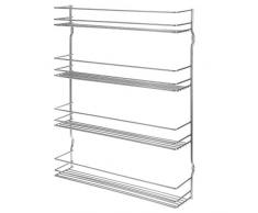 Étagère à épices avec 4 étages – Permet de mettre de lordre dans la cuisine – Étagère à épices murale, armoire – inoxydable