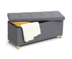 IDMarket - Banc coffre rangement sur pied 100 cm tissu gris anthracite