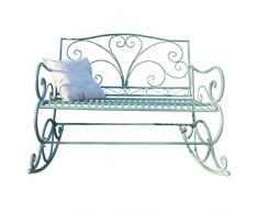 Mendler Banc de Jardin HWC-C39, Banc à Bascule, métal, Vert Antique 112cm