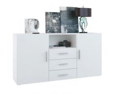 Vladon Buffet Dressoir Skadu, Corps en Blanc Mat/Façades en Blanc Mat