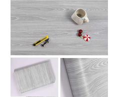 Papier adhésif aspect bois pour comptoir, cuisine, armoires, mur, table, porte, bureau (gris, largeur de 45 cm sur une longueur de 10 m)