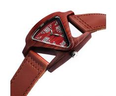 GYC Montre en Bois, en Bois Table Triangulaire en Bois Rouge Couple Watch, Creative Quartz Main (Color : B)