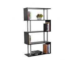 Homcom Bibliothèque étagère Design Contemporain en S 4 Niveaux 80L x 30l x 145H cm Coloris Noir