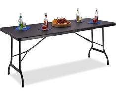 MaxxGarden Table Pliante dappoint - Portable pour Camping ou réception - 180 cm - Noir Ratan Look