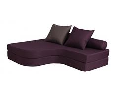 CANAPES TISSUS Banquette lit dangle adulte HAPPY convertible Prune, 135 x 125 x 48 cm