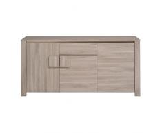 Tousmesmeubles Salle à Manger Complète Chêne grisé - Sanson n°2 - L 160/205 x l 88 x H 75 - Neuf