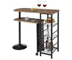 IDIMEX Table Haute de Bar JOSUA Mange-Debout comptoir avec Plateau Mobile et 3 étagères, Structure en métal laqué Noir et Table en MDF décor chêne Sauvage