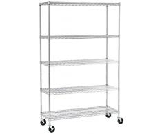 Seville Classics à 5 étages étagère de Fil dacier charge lourde avec roulettes, Ultra Zinc, 121,9 x 45,7 x 182,8 cm