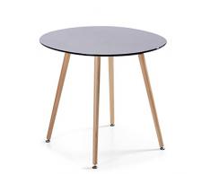 Designetsamaison Table à Manger Ronde scandinave Noire 100cm - Alta