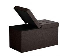 SONGMICS Coffre de Rangement Couvercle Pliable par 2 côtés Banc de Rangement Charge admissible 300 kg 76 x 38 x 38 cm Marron LSF47Q