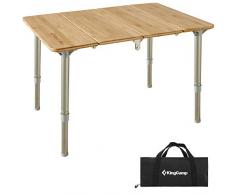 KingCamp Bambou Anti-UV Camping 4 Pliantes Petite Table dappoint de café réglable en Hauteur, supporte jusquà 30 kg 60 × 40 cm