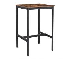 VASAGLE Table Haute, Table de Bar carrée, Cadre en Acier Robuste, 60 x 60 x 90 cm, Montage Facile, pour Cuisine, Salon, Style Industriel, Marron Rustique et Noir LBT25X
