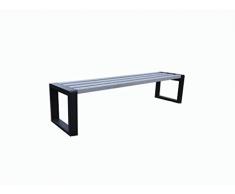 Banc de jardin dextérieur Grande sans dossier en bois et métal, dimensions robustes et résistants aux intempéries, idéal pour le jardin et la ville, apporte propreté dans toutes les villes. gris