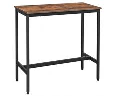 VASAGLE Table de Bar, Table Haute Fine, Table de Cuisine, Table de Salle à Manger, avec Cadre métallique Robuste, 100 x 40 x 90 cm, Montage Facile, Style Industriel, Marron Rustique et Noir LBT10X