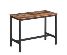 VASAGLE Table Haute de Bar, Table Polyvalente avec Armature en Fer, pour Boissons, Cocktails, Bar, Brasserie, Restaurant, Salon, Cuisine, Stable, Marron Rustique LBT91X