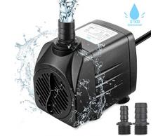 Zaeel mini pompe à eau, Submersible pompe à eau 25w 1800L/H 220V 1.5m Submersible 3 Buses Brushless Moteur Pompe Ajustable pour les Fontaines de Table Aquarium Pond Water Gardens et Hydroponic Systems