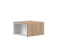 Table Basse Contemporain Modulable Blanc/Chêne Naturel 120 x 67 x 38,1 cm, 2066A0300X00