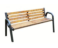 Banc de jardin en bois massif et métal résistant aux intempéries pour adultes et enfants Bois de palissandre