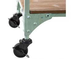 Atmosphera - Étagère en Bois et métal Vert sur Roues avec 4 Niveaux Bohemian Dream