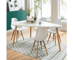 Table A Manger Seule Benedikt Table a Manger Triangulaire 6 a 8 Personnes scandinave Blanc Laque Satine - L160xl120 cm