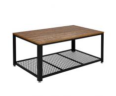 Meerveil Table Basse Industrielle Table de Salon Style Vintage, Industriel, Veinure du Bois et Armature de Métal, pour Salon, Cuisin, Chambre, 106 x 60 x 45 cm