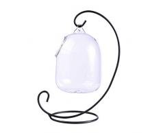 GZQ Pot de Fleurs en Verre hydroponique pour Aquarium avec Cadre en métal pour décoration de Table Noir