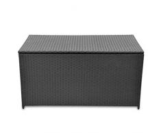 vidaXL Caisse de Stockage de Jardin Poly Rotin Noir Banc Boîte de Rangement