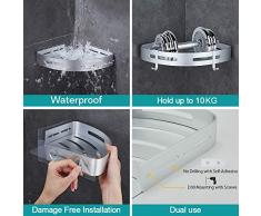 Gricol Etagère de Douche dangle sans Perçage en Aluminium Aéronautique avec 2 Crochets Paniers Auto-adhésif Antirouille pour Articles de Salle de Bains