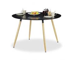 Relaxdays Table à manger ronde ARVID style scandinave 6 - 8 personnes HxD: 75 x 120 cm en bois, noir