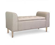 Menzzo Winnie Banquette-Coffre, Tissu, Beige, 114 x 43 x 58 cm