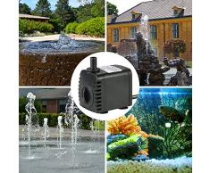 Hylotele Pompe Submersible, Pompe à Eau Submersible 600L / H 8W pour Les Fontaines de Table Aquarium Pond Water Gardens et Hydroponic Systems avec 2 Buses