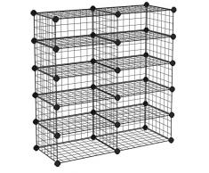 SONGMICS Étagère à Chaussures, Organiseur Rectangulaire, Étagère de Rangement Modulable, 40 x 30 x 17 cm par Casier, Armoire à Emboîtement, pour Entrée, Vestiaire, Noir LPI25H