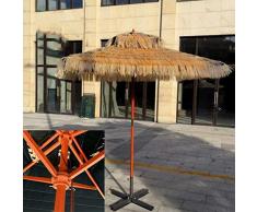Porte-parapluie en bois massif, parapluie Tula au toit de chaume Hula, parapluie pour poteau de patio, 6 pi * 6 pi, couleur naturelle (Avec une base croisée paras Parasol extérieur Parasol portable